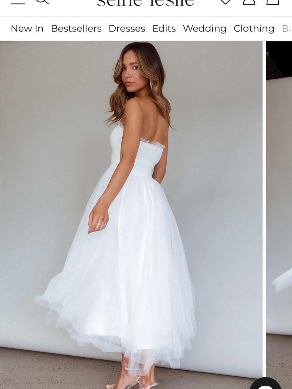 Selfie Leslie Strapless Chic White Romantic Tulle Dress in White NWT Size Large - Picture 2 of 7